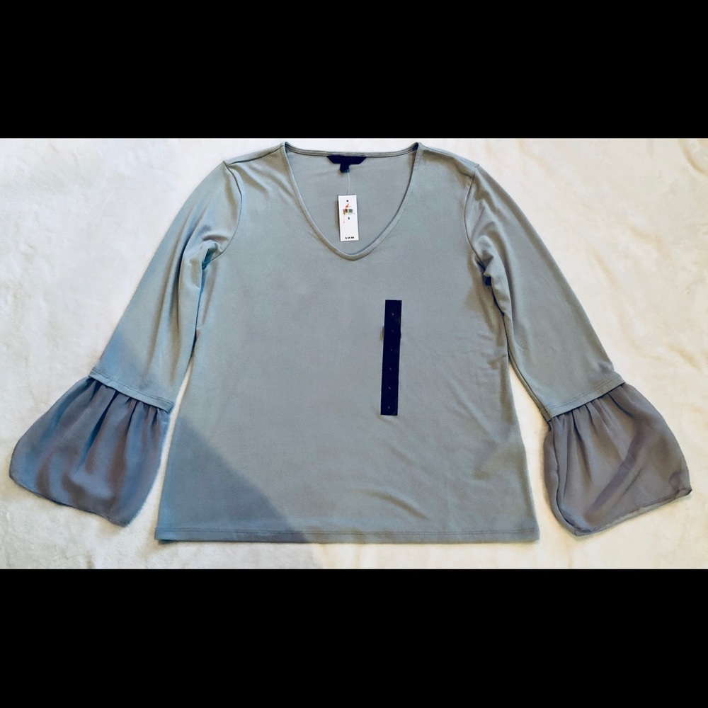 Banana Republic Blue V-neck Crepe Bell sleeve top